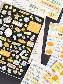 20 Stücke/Heft Aufkleber Scrapbooking Zubehör, Graffiti-Stil kleine Aufkleber, dekoratives Notizbuch Foto-Rahmen Handyhülle Hintergrundpapier Papiermüll Magazin DIY-Verpackungspapier