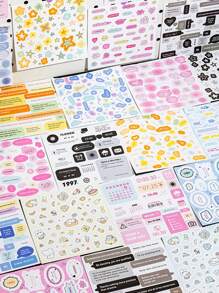 20 Stücke/Heft Aufkleber Scrapbooking Zubehör, Graffiti-Stil kleine Aufkleber, dekoratives Notizbuch Foto-Rahmen Handyhülle Hintergrundpapier Papiermüll Magazin DIY-Verpackungspapier