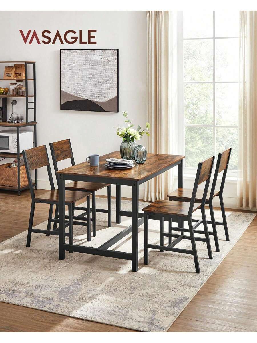 Set Of 4 Dining Chairs Black Vasagle Ekho Collection