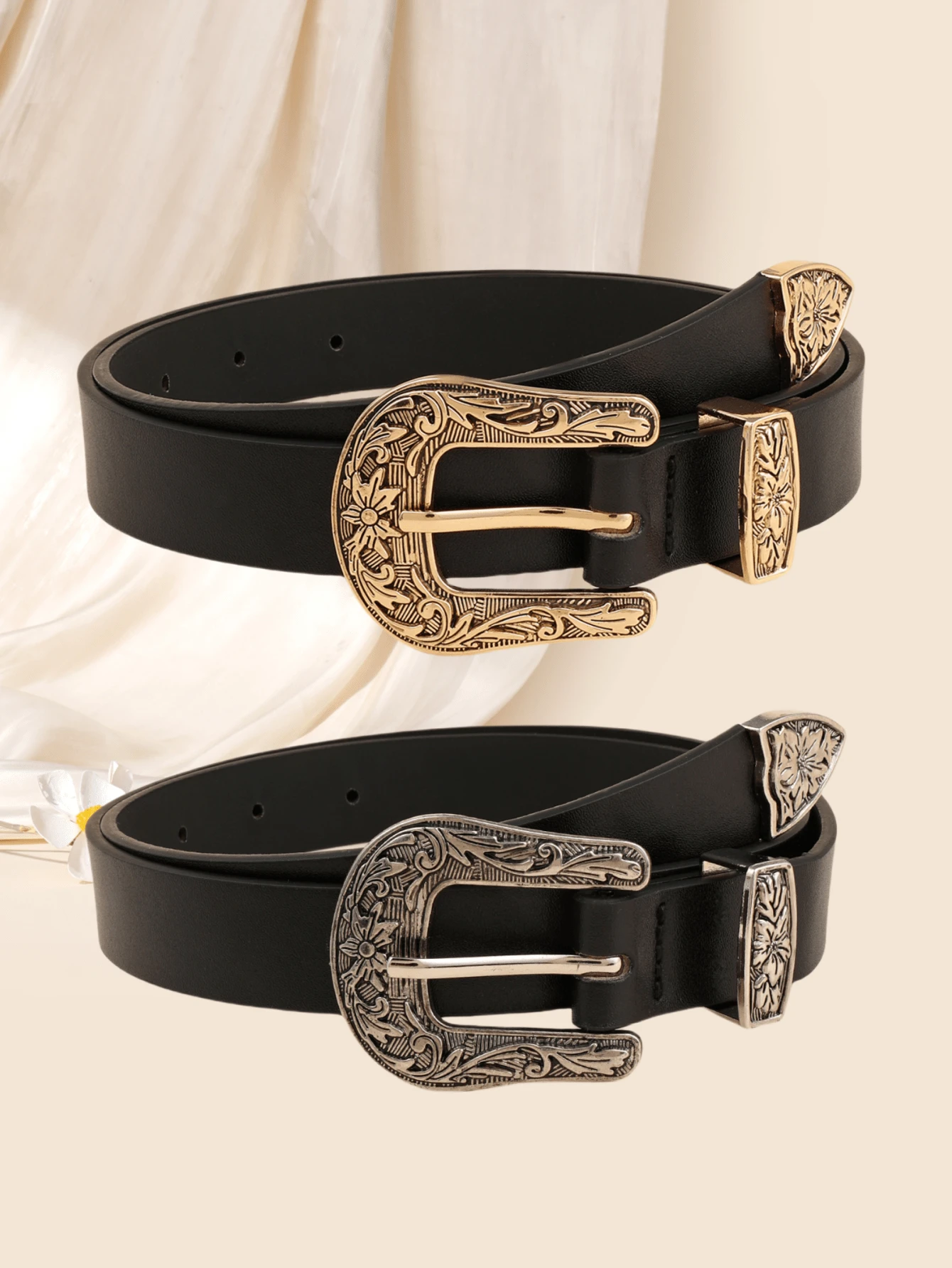 (2 chiếc/bộ) Thắt lưng khóa kiểu phương Tây thời trang đa năng cho nữ, thắt lưng trang trí mùa hè, mùa thu, mùa đông, Halloween