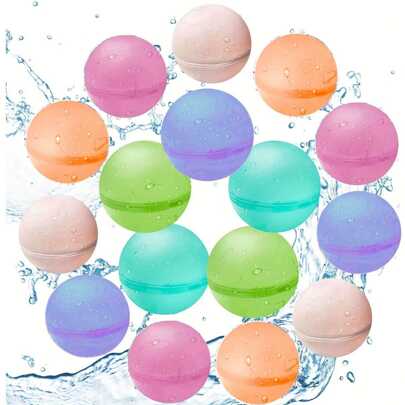 隨機6入組可重複使用水球，男女兒童適用的泳池沙灘水上玩具，戶外活動用的水球-非磁性