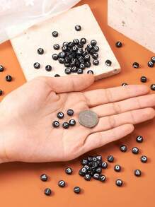 100/150pcs 4 X 7 MM Round Alphabet Beads A-Z 26 Letters Beads ,For DIY Friendship Bracelets And Gifts Souvenir Jewelry Making - Black - View 8