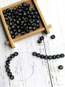100/150pcs 4 X 7 MM Round Alphabet Beads A-Z 26 Letters Beads ,For DIY Friendship Bracelets And Gifts Souvenir Jewelry Making - Black - View 11