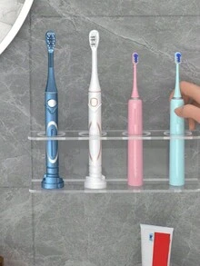 Simple Acrylic Wall-Mounted Electric Toothbrush Holder Without Drilling, Transparent Bathroom Storage For Toothbrush - Clear - View 3