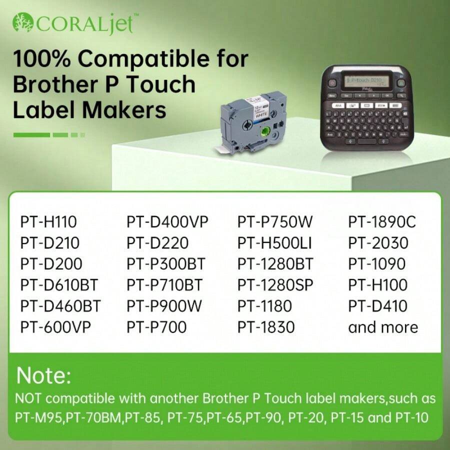 Brother Label Maker Tape 10-Pack Replacement For * Touch Label Tape TZe-231 TZe TZ Label * 12mm 0.47 Laminated White TZe231 For *T-D210 *110 *220 *600 *610BT *460* Maker Mark Domain Laminated White .47 12mm X 8m