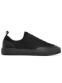 Kit Tenis Casual Sapatenis Cano Baixo Calce Facil Cadarço Elástico Confortável Leve Unissex + Relogio - Preto - Visão 6