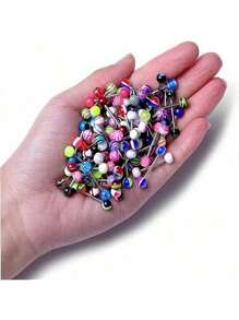 100 pièces de piercing de langue en gros, barbell de piercing de langue 14g, en plusieurs couleurs pour hommes et femmes, en acrylique