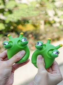 1 Juguete de gusano con ojos grandes para la reducción del estrés, regalos pequeños para fiestas y juguetes pequeños para la reducción del estrés de color verde - Verde - Ver 8