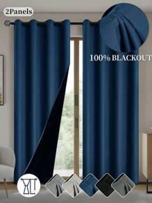 1 pieza/2 piezas Cortina térmica con recubrimiento aislante negro, adecuada para sala de estar, dormitorio, cocina, baño, decoración del hogar, decoración de habitaciones