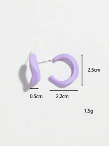 1 Set Of 6 Pairs Popular Fashion Colorful Matte Acrylic Asymmetrical Geometric C-Shaped Hoop Earrings Suitable For Women's Daily Wear - Colorful - View 10