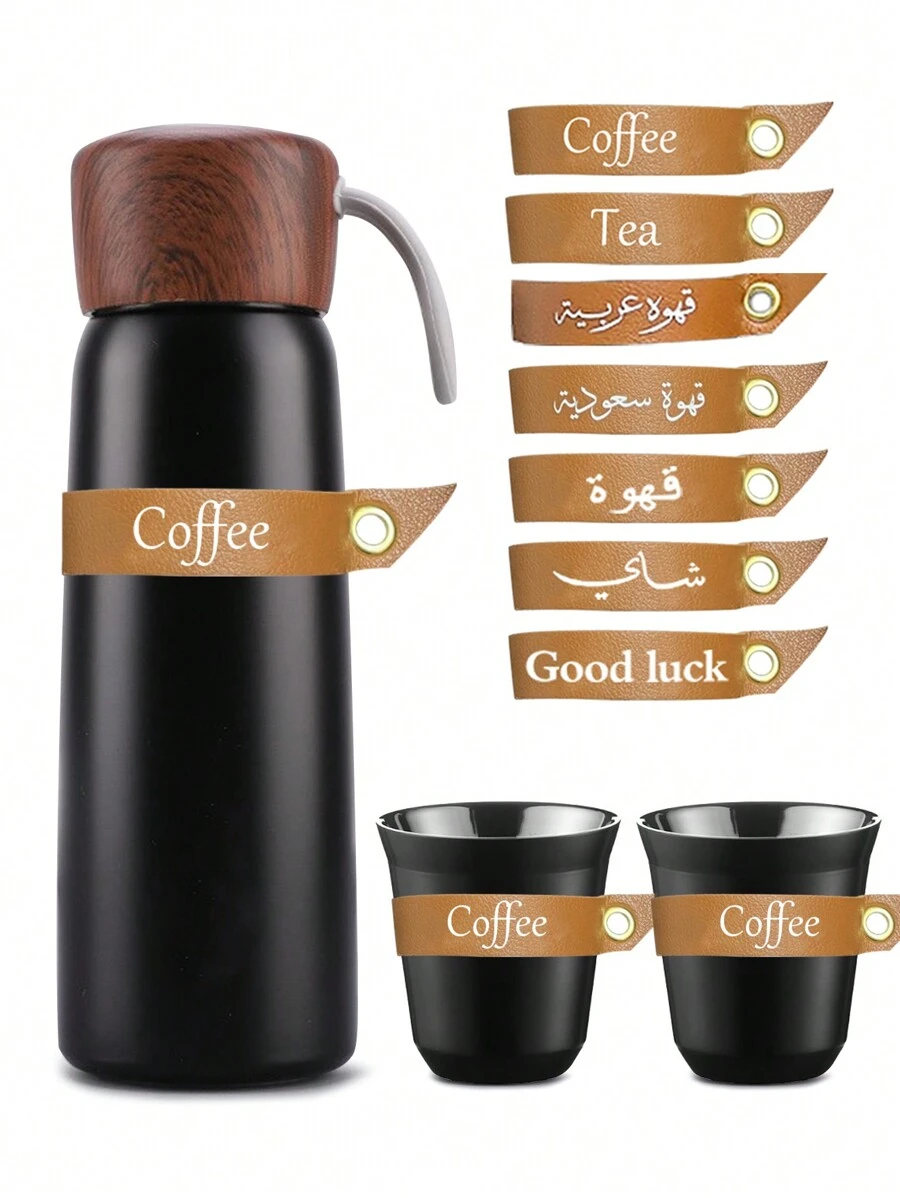 1pc 500ml Water Bottle Vacuum Insulated Stainless Steel Travel Mug, 80ml Tea Espresso Coffee Cups,Stainless Steel Vacuum Cup With Espresso Coffee Double Cups Gift Set,Coffee Cup,A Vacuum Cup Or A Cup, With Various Straps Or Without Straps Optional Back To School