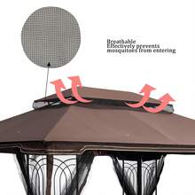 13x10 Ft Patio Double Roof Gazebo Replacement Canopy Top Fabric,Brown - 棕色 - 查看 2