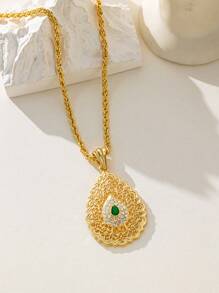 Herseygold Set de joyas nupcial de lujo dorado chapado en oro de 3 piezas con aretes, collar y brazalete, estilo con patrón de arabesco para mujeres