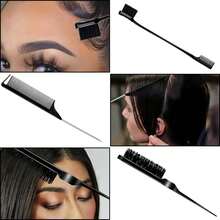 Set de 10/8/6 piezas de peines para peinado - Cepillo de peinado, peine triplete, peine de cola de rata, cepillo de bordes, herramientas para el cabello con clips de pelo para mujeres, niñas, niños y estilistas de cabello para trenzar y peinados. - Negro - Ver 3