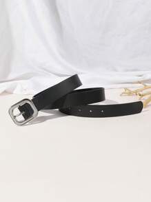 1 chiếc thắt lưng vuông thời trang cổ điển dành cho nữ, phù hợp với váy, quần jean, làm bằng da PU - Đen - Xem 4