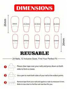 24 piezas de uñas largas de ataúd, diseño de esqueleto en mate, adecuadas para la decoración de uñas de Halloween de mujeres - Blanco y Negro - Ver 4