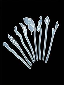 1个树脂硅胶模具，用于DIY发饰——发夹、发簪和首饰夹——易于使用 - 無色 - 查看 4