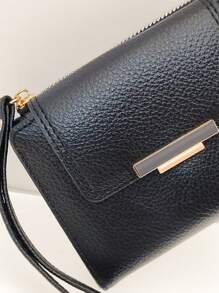 MINGYOU Stylish Soft Lychee Pattern Card Holder For Women Wallet Purse Wallet Long Wallet Wristlet Wallet - Black - View 3