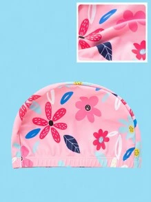 1 Peça Touca de Natação Infantil Estampada com Desenho Animado Rosa, Confortável, Elástica, Não Aperta, de Tecido para Proteção da Orelha, Cabelo Longo, para Crianças de 3 a 15 Anos