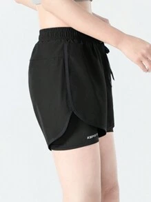 2 件女式夏季运动健身短裤 - 内置防光跑步短裤 - 适合瑜伽、骑行、训练、健身和跑步女式平角短裤 - 灰色 - 查看 6