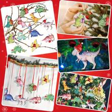 24 Piezas, Decoraciones navideñas de madera, árbol de Navidad Dinosaurio Gato Colgantes, Gato Negro y Dinosaurio Navideños de Madera, favores de fiesta de Navidad, decoraciones para Halloween y Acción de Gracias