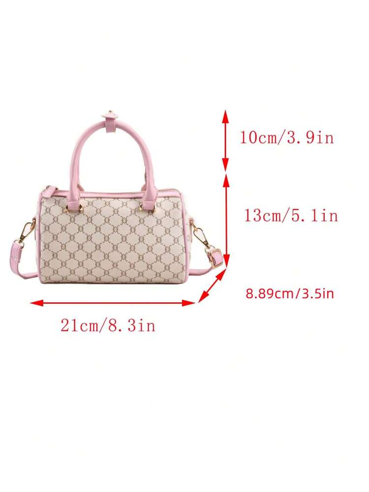 SHIMEINI 1pc 2025 New Fashionable Retro Floral Boston Shoulder Crossbody Handbag, Suitable For Women For Daily Use, Work Commute, Vacation, Holidays, Dates, Gifts