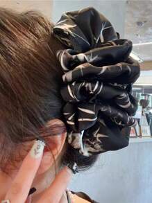 1 件女士黑白不对称印花发爪发夹带蝴蝶结，优雅简约的日常发型设计工具，花爪 - 彩色 - 查看 4