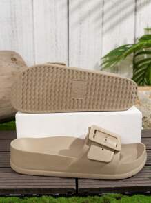 EVA Beach Shoes Outdoor Water Shoes Fashionable Thick-Soled High-Heeled Casual Slippers For Women, Soft Bottom For Indoor & Home Use