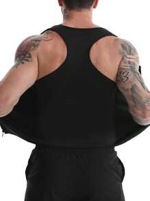 1件男士桑拿服束腰带氯丁橡胶汗背心塑身衣瘦身上衣健身配件黑色春季款 - 黑色 - 查看 4