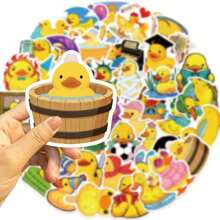 50pcs Cute Yellow Duck Stickers ,High Quality Vinyl Aesthetic Stickers Suitable For Scrapbooks, Journals, Laptops, Bumpers, Skateboards, Water Bottles, Computers, Cell Phones, Cars Stickers Can Bring A Lot Of Fun To Your Life, Perfect Gifts For Adults&Kids