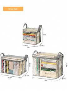 1pc/2pcs Book Storage Bag, Freestanding, Multi-Functional Storage Bag For Living Room, Bedroom, Study, Waterproof PVC Handbag, Toy & Snack Organizer - Four-color - View 4