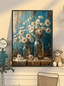 مجموعة دليلية 5D للرسم بالألماس، زينة فنية بزهور الأقحوان، مجموعة تطريز لديكور المنزل، هدية يدوية للعائلة، لوحة فنية للديكور في غرفة المعيشة أو المطبخ أو غرفة النوم، مناسبة للديكور المنزلي الإبداعي.