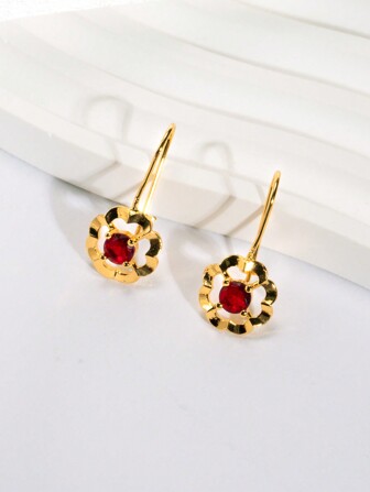 2 st fashionabla kvinnors ömtåliga blomformade tegelörhängen, 24K guldfärg, DIY-design, idealiska presenter till kvinnliga vänner, flickvänner, fruar på festival och födelsedag, lämplig för dagligt slitage alla hjärtans dag