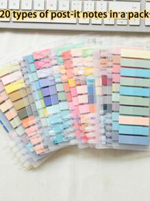 20張便利貼筆記組合共4000張PET便利貼索引，各種顏色設計學生用品標籤N辦公用品分類黏在一起 - 彩色 - 查看 1