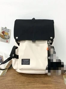 日式風格設計的學生背包，中學、高中和大學男女學生旅行大容量背包，ins風格，時尚酷炫雙肩背包 - 黑與白 - 查看 7