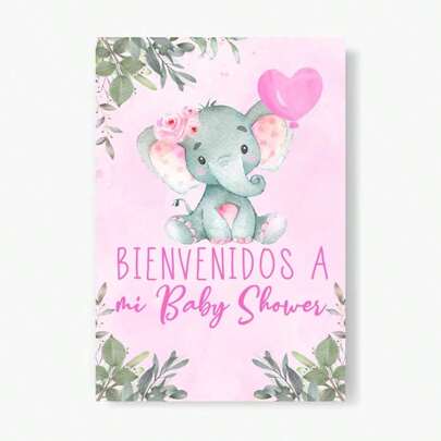 Lona decorativa Elefantita Elefanta Rosa BackGround 120x80