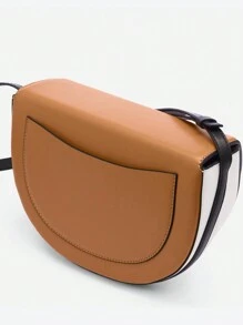Multi-Color Stitching Women's Saddle Bag, Casual And Versatile Shoulder Crossbody Bag, Armpit Bag, Suitable For Friends Gathering, Work Commuting, Dinner Or Party, Fashion Street Photography, Date - Yellow - View 7