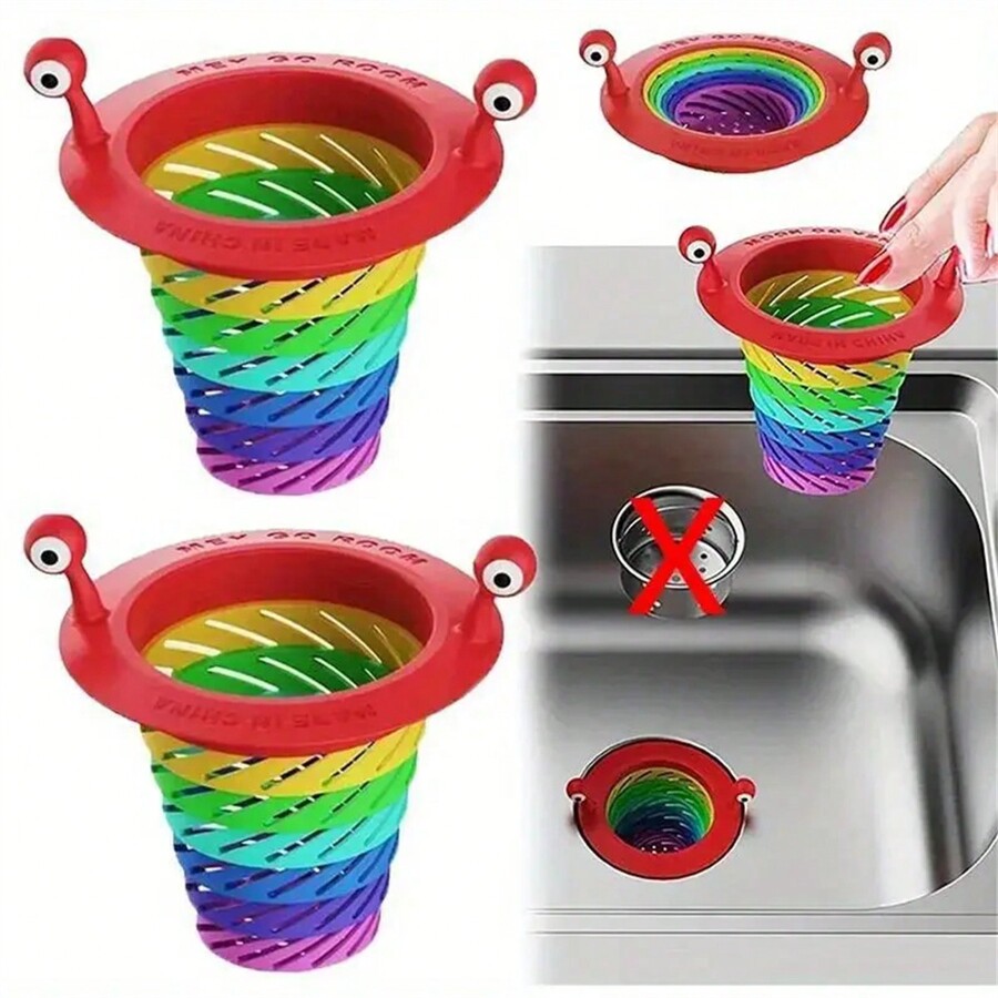 1pc Rainbow Monster Foldable Sink Filter Drain Filter For Kitchen And