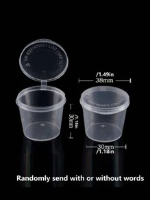 50 piezas Vasos pequeños de plástico desechables y multifuncionales con tapas - Tazas para gelatina, para salsa de inmersión para fideos, contenedores para aliño de ensalada, pequeños recipientes de plástico para condimentos, envases desechables para almacenamiento de alimentos, contenedores para platos cocidos con tapas, para pudín, sopa, aperitivos - transparente - Ver 8