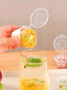 50 piezas Vasos pequeños de plástico desechables y multifuncionales con tapas - Tazas para gelatina, para salsa de inmersión para fideos, contenedores para aliño de ensalada, pequeños recipientes de plástico para condimentos, envases desechables para almacenamiento de alimentos, contenedores para platos cocidos con tapas, para pudín, sopa, aperitivos - transparente - Ver 7