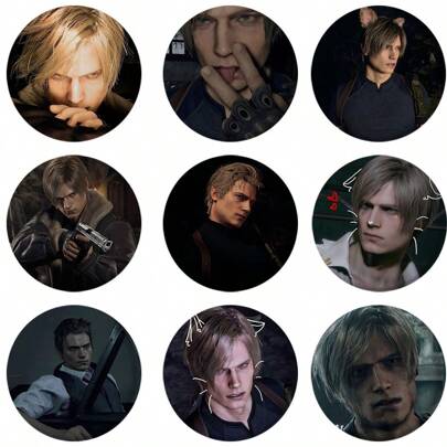 Botón de 58mm con un bonito lazo rosa en forma de corazón de Leon Kennedy, diseño creativo del juego Evil Leon, broche de insignia para accesorios de bolsa, regalo para amigos