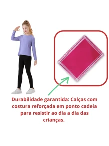 Kit 4 Calça Legging Infantil Menina Juvenil Escolar Legui - Multicolorido - Visão 3