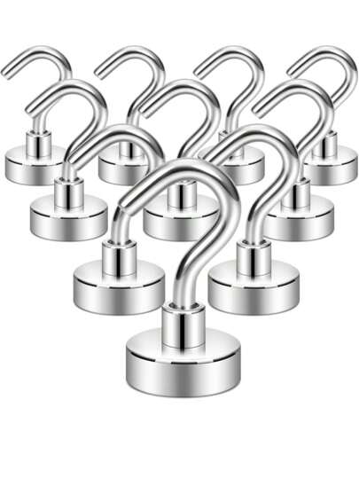 10pcs Strong Heavy Duty Magnetic S Hooks For Cruise, Suitable For Classroom, Fridge, Hanging, Cabin, Bbq Grill, Kitchen, Garage, Workplace, And Office, Etc.   Magnetic Hooks Heavy Duty,  Strong Neodymium Metal Magnets With Magnetic Hooks For Hanging, Magnetic Hooks For Cruise Ship Camping Grill Kitchen Fridge Garage Wall 1pc 3pcs 5pcs
