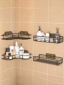 2pcs Kitchen Shelf, Seasoning Storage Rack, Kitchen Organizer, Bathroom Shelf, Kitchenware Storage Basket (Wall Mounted, Easy To Install, Waterproof, Space Saving), Home Decoration, RV Apartment Bathroom Accessories,2pcs/1pc For Choose - Multicolor - View 5