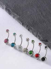 6pcs Belly Button Piercing Tool Kit, Including Round Mouth Piercing Locating Plier, One-Time 14G Piercing Needle, One-Time 14G Outer Diameter Drawing Needle,  Black Glove And 2 Navel Piercing Rings, Suitable For Beauty Personal Use - Multicolor - View 4