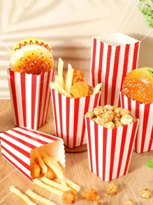 12 piezas Cajas desechables de papel para palomitas de maíz, caja plegable en forma cuadrada para palomitas de maíz, patas de pollo, papas fritas, envoltura de comida frita, bolsas de regalo para bodas o fiestas - multicolor - Ver 2