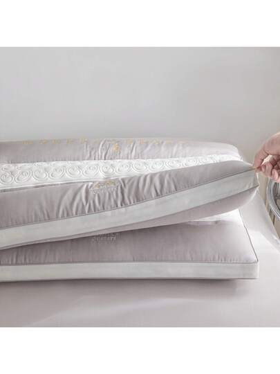 1pc Elegante European Geborduurde Patchwork Compartment Pillow, Medium Height Sleeping Moisture Wicking Breathable Home Bedding Living Room Bedroom view 11