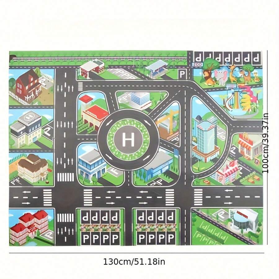 1pc, City Traffic Play Mat, Large Non-Woven Game Pad, Waterproof Moisture-Proof, Modern Style, Interactive Road Map For Kids Playing With Toy Cars, Room Decor, Educational Tool,Back To School