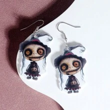 1pair Halloween Earrings, Horror Puppet Doll & Pumpkin Vase Design, Suitable For Women To Wear For Halloween Or Daily - Cartoon - View 7