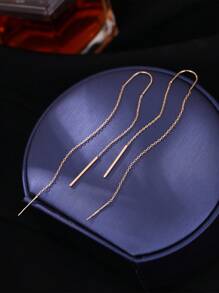 Nooxian 1對時尚長流蘇集成聲明式耳線耳環，適用於女性 - 金黃色 - 查看 3